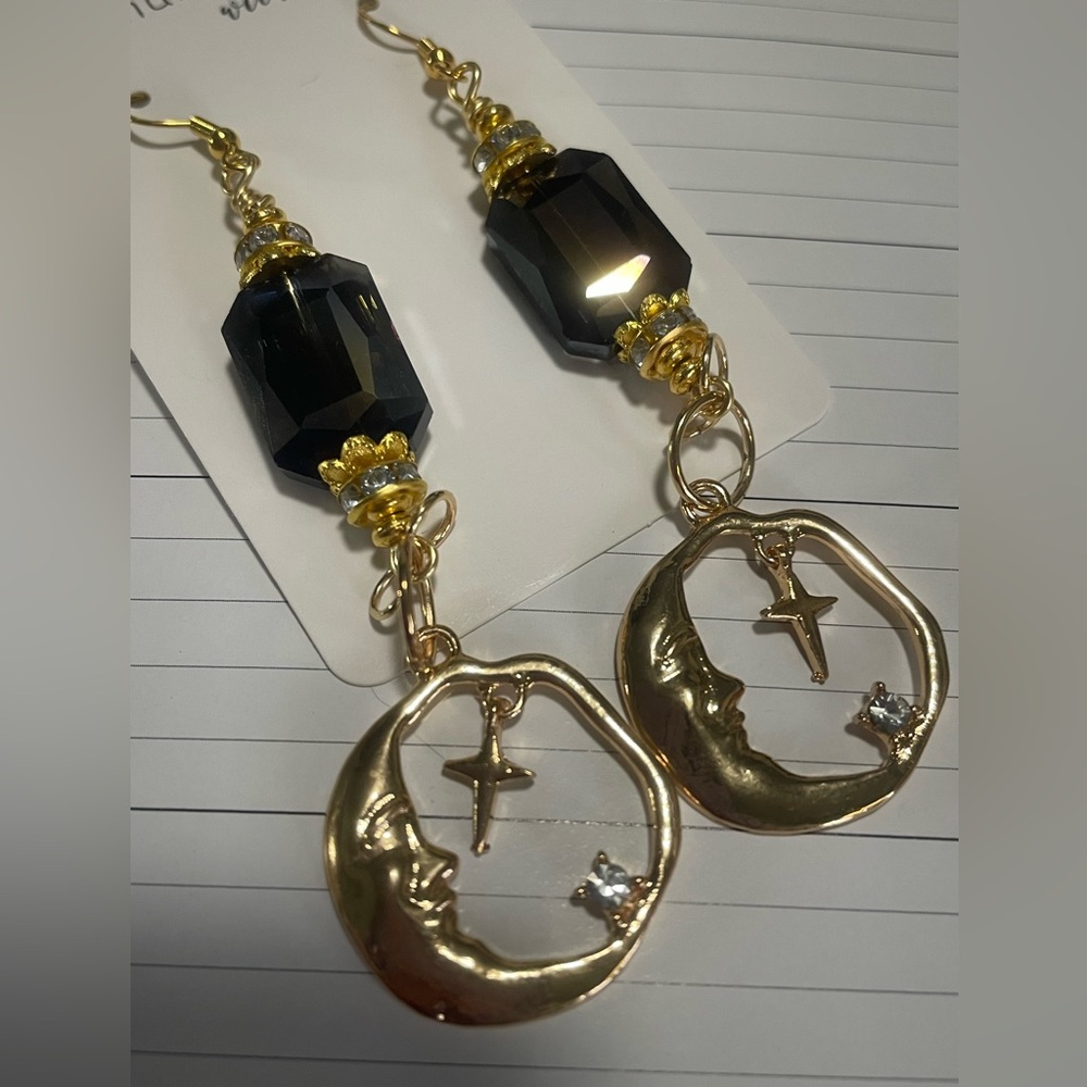 Glamorous Moon and Stars Hand Crafted Earrings